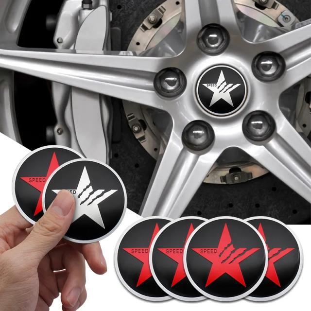 スターSPEEDデザイン ホイール センターキャップ レッド 56mm 4枚セット アルミ製 カーステッカー < 自動車/バイク スターSPEEDデザイン ホイール センターキャップ レッド 56mm 4枚セット アルミ製 カーステッカー < 自動車/バイク