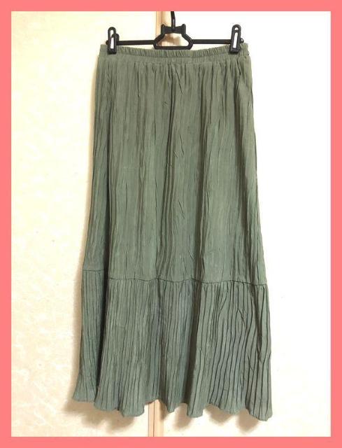 ☆新品☆大人カワイイ♪楊柳プリーツ切り替えフレアロングスカート カーキL☆ < 女性ファッション ☆新品☆大人カワイイ♪楊柳プリーツ切り替えフレアロングスカート カーキL☆ < 女性ファッションの