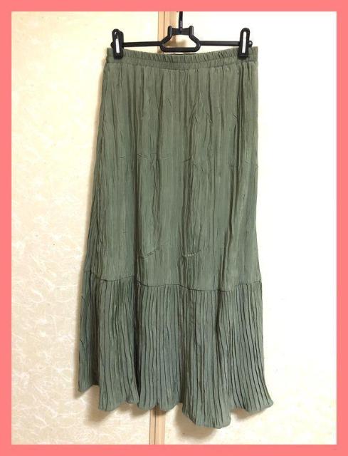 ☆新品☆大人カワイイ♪楊柳プリーツ切り替えフレアロングスカート カーキL☆ < 女性ファッション ☆新品☆大人カワイイ♪楊柳プリーツ切り替えフレアロングスカート カーキL☆ < 女性ファッションの