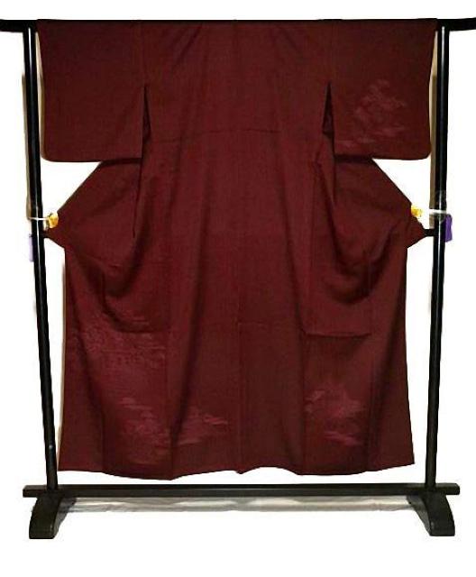 【単衣】【最高級】美品 織柄 銀閣寺 バチ衿 付下げ 身丈155.5cm 裄丈63cm T3560 < 女性ファッション  【単衣】【最高級】美品 織柄 銀閣寺 バチ衿 付下げ 身丈155.5cm 裄丈63cm T3560 < 女性ファッションの