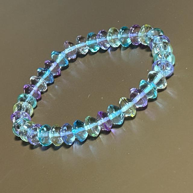 フローライト ボタンカット レディース ブレスレット パワーストーン フローライト 天然石 ブレス 内径約14.5cm < 女性アクセサリー/時計 フローライト ボタンカット レディース ブレスレット パワーストーン フローライト 天然石 ブレス 内径約14.5cm < 女性アクセサリー/時計の