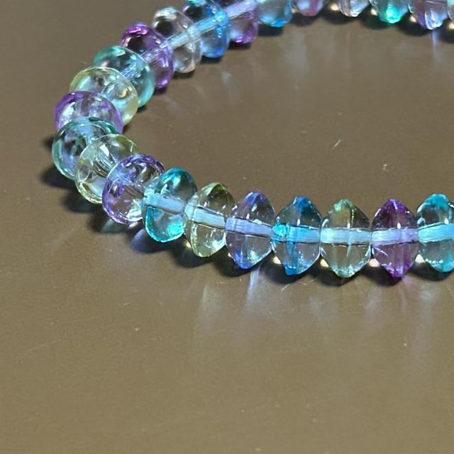 フローライト ボタンカット レディース ブレスレット パワーストーン フローライト 天然石 ブレス 内径約14.5cm < 女性アクセサリー/時計 フローライト ボタンカット レディース ブレスレット パワーストーン フローライト 天然石 ブレス 内径約14.5cm < 女性アクセサリー/時計の