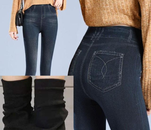 暖か素材 レディース 無地デニム風 レギンス パンツ ブラック レギパン < 女性ファッション 暖か素材 レディース 無地デニム風 レギンス パンツ ブラック レギパン < 女性ファッションの