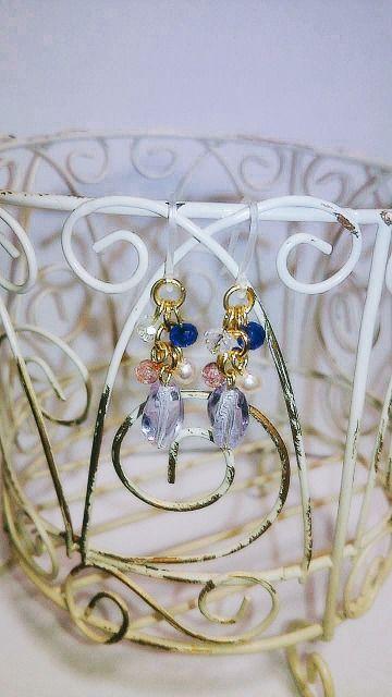 ナツメルージュパールクリスタルコバルトスワロ樹脂フック☆ < 女性アクセサリー/時計  ナツメルージュパールクリスタルコバルトスワロ樹脂フック☆ < 女性アクセサリー/時計の