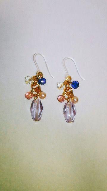 ナツメルージュパールクリスタルコバルトスワロ樹脂フック☆ < 女性アクセサリー/時計  ナツメルージュパールクリスタルコバルトスワロ樹脂フック☆ < 女性アクセサリー/時計の