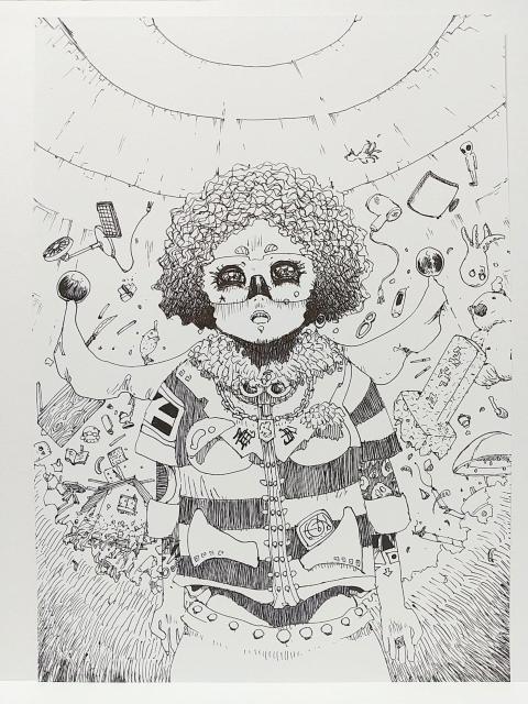 オリジナルイラスト 手描きイラスト 「?」 ハンドメイド インテリア 絵 モノクロ 原画 アナログ アート 白黒 自作 art < アニメ/コミック/キャラクター  オリジナルイラスト 手描きイラスト 「?」 ハンドメイド インテリア 絵 モノクロ 原画 アナログ アート 白黒 自作 art  < アニメ/コミック/キャラクターの
