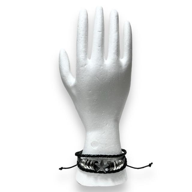 【新品】レザー調3連ブレスレット/星×リング < 男性アクセサリー/時計  【新品】レザー調3連ブレスレット/星×リング < 男性アクセサリー/時計の