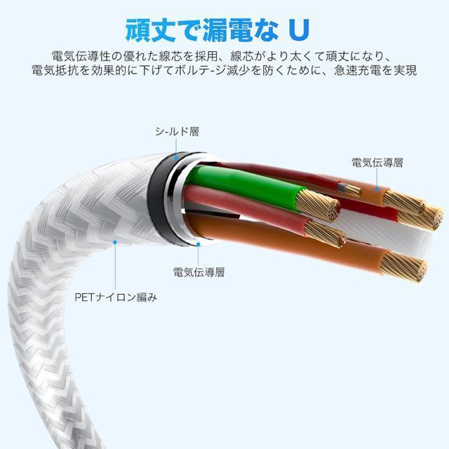 iphone用充電ケーブル【1M/2M 各2本】ライトニングケーブル 最大2.4A急速充電 ナイロン編み 断線防止 超高耐久 < PC本体/周辺機器 iphone用充電ケーブル【1M/2M 各2本】ライトニングケーブル 最大2.4A急速充電 ナイロン編み 断線防止 超高耐久 < PC本体/周辺機器の