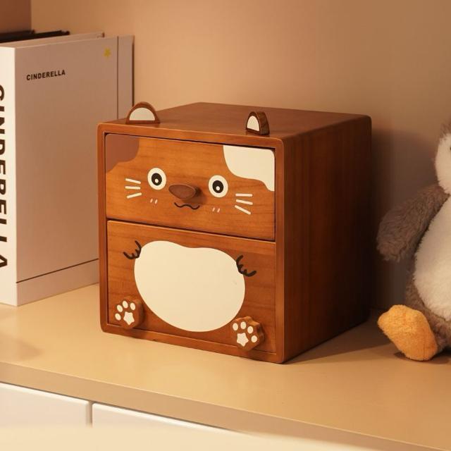 ねこちゃんモチーフ天然木製ミニチェスト引き出し2段 卓上収納 小物入れインテリアアクセサリーボックス < インテリア/ライフ ねこちゃんモチーフ天然木製ミニチェスト引き出し2段 卓上収納 小物入れインテリアアクセサリーボックス < インテリア/ライフの