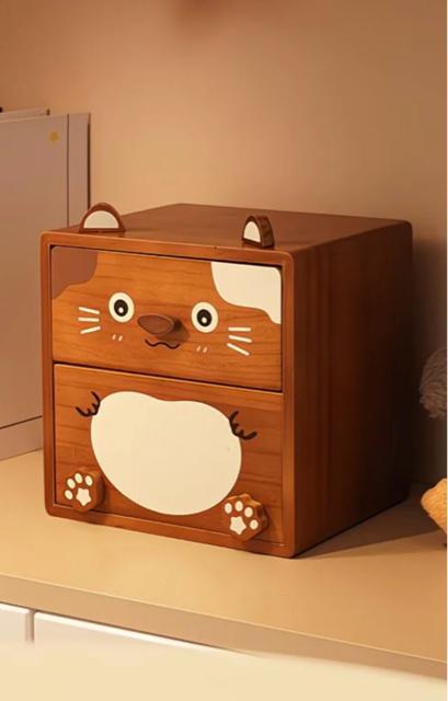 ねこちゃんモチーフ天然木製ミニチェスト引き出し2段 卓上収納 小物入れインテリアアクセサリーボックス < インテリア/ライフ ねこちゃんモチーフ天然木製ミニチェスト引き出し2段 卓上収納 小物入れインテリアアクセサリーボックス < インテリア/ライフの