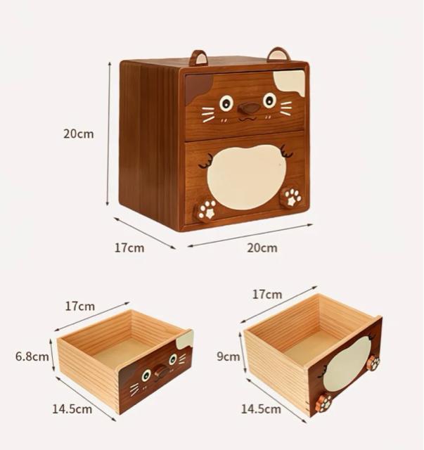 ねこちゃんモチーフ天然木製ミニチェスト引き出し2段 卓上収納 小物入れインテリアアクセサリーボックス < インテリア/ライフ ねこちゃんモチーフ天然木製ミニチェスト引き出し2段 卓上収納 小物入れインテリアアクセサリーボックス < インテリア/ライフの