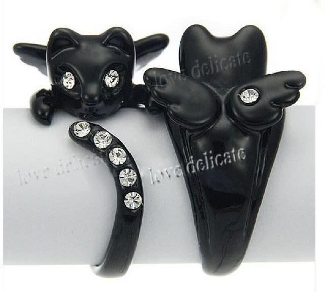 新品アンティーク調可愛い天使のネコ猫ちゃんリング指輪 黒 < 女性アクセサリー/時計  新品アンティーク調可愛い天使のネコ猫ちゃんリング指輪 黒  < 女性アクセサリー/時計の