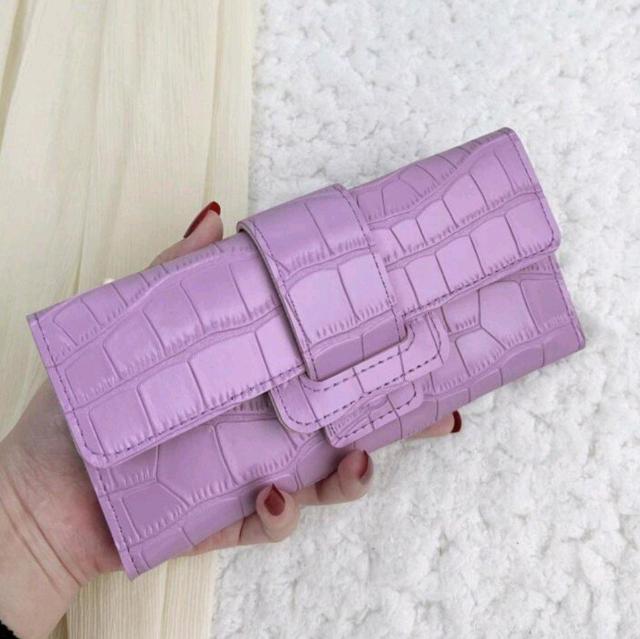 新品★クロコ型押し風薄手カードケース長財布/パープル < 女性ファッション  新品★クロコ型押し風薄手カードケース長財布/パープル  < 女性ファッションの