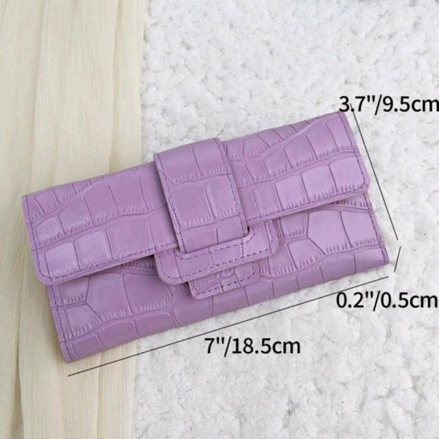 新品★クロコ型押し風薄手カードケース長財布/パープル < 女性ファッション  新品★クロコ型押し風薄手カードケース長財布/パープル < 女性ファッションの