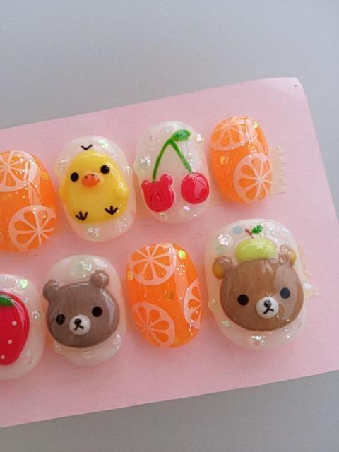 ジェルネイル クマチャン&ヒヨコ.フルーツいっぱい.オレンジ.ショート.hina < 香水/コスメ/ネイル  ジェルネイル クマチャン&ヒヨコ.フルーツいっぱい.オレンジ.ショート.hina < 香水/コスメ/ネイルの