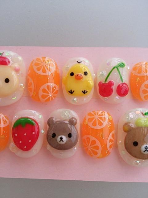 ジェルネイル クマチャン&ヒヨコ.フルーツいっぱい.オレンジ.ショート.hina < 香水/コスメ/ネイル  ジェルネイル クマチャン&ヒヨコ.フルーツいっぱい.オレンジ.ショート.hina < 香水/コスメ/ネイルの