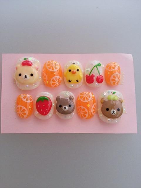 ジェルネイル クマチャン&ヒヨコ.フルーツいっぱい.オレンジ.ショート.hina < 香水/コスメ/ネイル  ジェルネイル クマチャン&ヒヨコ.フルーツいっぱい.オレンジ.ショート.hina < 香水/コスメ/ネイルの