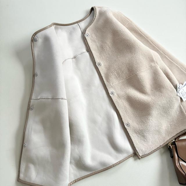 ◆新品◆ルクールブラン◆リバーシブルフェイクムートンジャケット◆アイボリー◆ボア < ブランド ◆新品◆ルクールブラン◆リバーシブルフェイクムートンジャケット◆アイボリー◆ボア < ブランドの