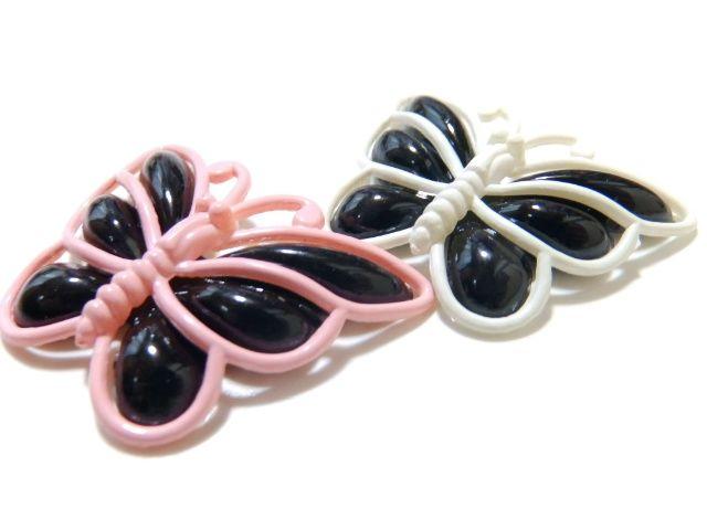 《New》デコパーツ★エレガント・蝶/バタフライ<ブラック*30x40mm>【2色=2個セット】 < 香水/コスメ/ネイル  《New》デコパーツ★エレガント・蝶/バタフライ<ブラック*30x40mm>【2色=2個セット】 < 香水/コスメ/ネイルの