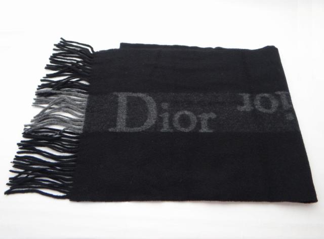 Christian Dior ディオール ウール×カシミア ロゴ マフラー ブラック×グレー<USED>【送料無料】 < ブランド  Christian Dior ディオール ウール×カシミア ロゴ マフラー ブラック×グレー<USED>【送料無料】  < ブランドの