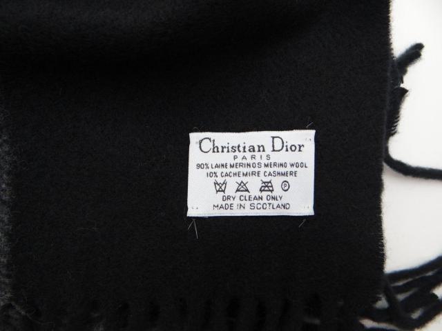 Christian Dior ディオール ウール×カシミア ロゴ マフラー ブラック×グレー<USED>【送料無料】 < ブランド  Christian Dior ディオール ウール×カシミア ロゴ マフラー ブラック×グレー<USED>【送料無料】 < ブランドの
