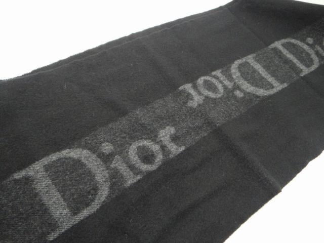 Christian Dior ディオール ウール×カシミア ロゴ マフラー ブラック×グレー<USED>【送料無料】 < ブランド  Christian Dior ディオール ウール×カシミア ロゴ マフラー ブラック×グレー<USED>【送料無料】 < ブランドの