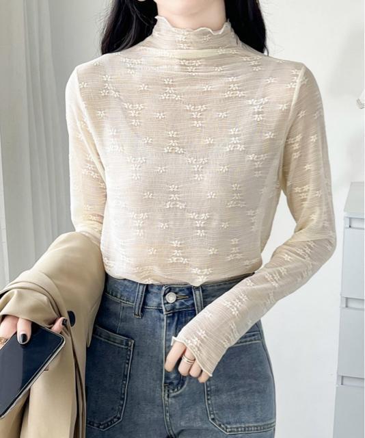 送料無料 新品 花柄ジャガードシースルートップス 韓国風 < 女性ファッション  送料無料 新品 花柄ジャガードシースルートップス 韓国風 < 女性ファッションの