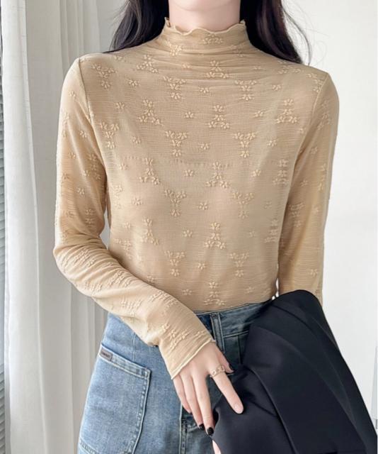 送料無料 新品 花柄ジャガードシースルートップス 韓国風 < 女性ファッション  送料無料 新品 花柄ジャガードシースルートップス 韓国風 < 女性ファッションの