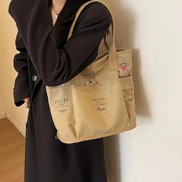 爆ヤス価格890円★ディズニー公式 プーさん&ティガー 大容量トートバッグ - ジッパークロージャー付き < 女性ファッション  爆ヤス価格890円★ディズニー公式 プーさん&ティガー 大容量トートバッグ - ジッパークロージャー付き < 女性ファッションの
