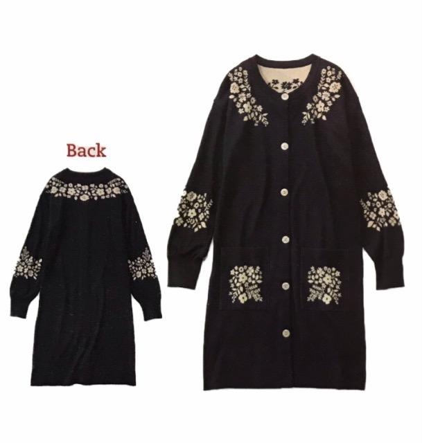 シロップ〓花模様ロングニットカーディガン(L)濃紺〓新品 < ブランド シロップ〓花模様ロングニットカーディガン(L)濃紺〓新品 < ブランドの