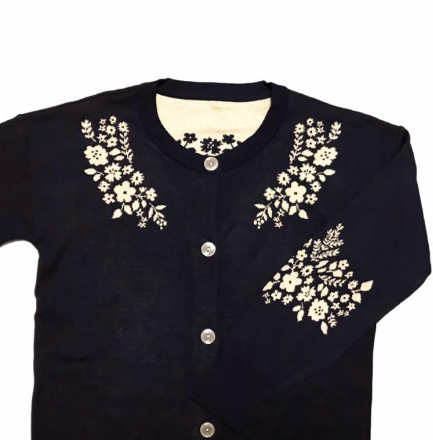 シロップ〓花模様ロングニットカーディガン(L)濃紺〓新品 < ブランド シロップ〓花模様ロングニットカーディガン(L)濃紺〓新品 < ブランドの