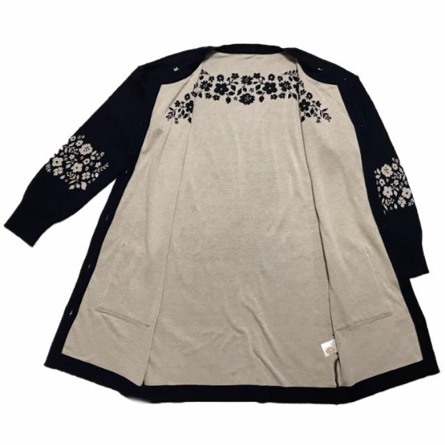 シロップ〓花模様ロングニットカーディガン(L)濃紺〓新品 < ブランド シロップ〓花模様ロングニットカーディガン(L)濃紺〓新品 < ブランドの