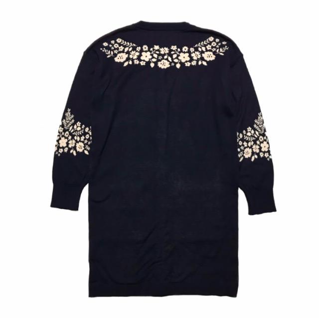 シロップ〓花模様ロングニットカーディガン(L)濃紺〓新品 < ブランド シロップ〓花模様ロングニットカーディガン(L)濃紺〓新品 < ブランドの