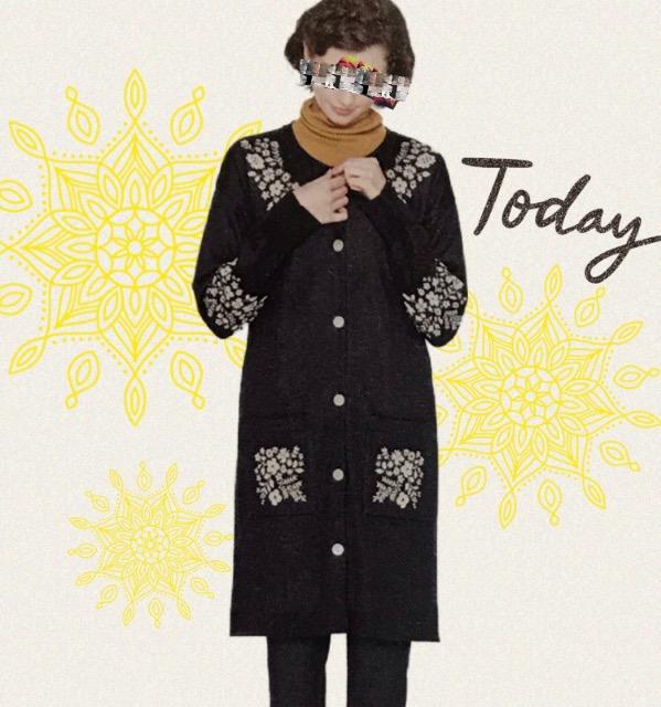 シロップ〓花模様ロングニットカーディガン(L)濃紺〓新品 < ブランド シロップ〓花模様ロングニットカーディガン(L)濃紺〓新品 < ブランドの