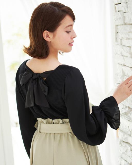 新品☆イング*リブバックリボン袖異素材トップス < ブランド  新品☆イング*リブバックリボン袖異素材トップス  < ブランドの