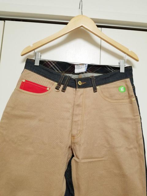 GROOVER GRAND チェック柄 ロールアップ 前キャメル後デニム パンツ M < 男性ファッション GROOVER GRAND チェック柄 ロールアップ 前キャメル後デニム パンツ M < 男性ファッションの