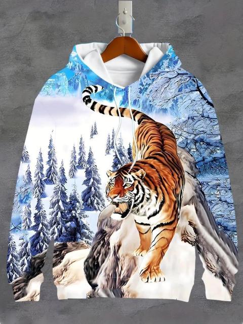 爆ヤス価格1890円★メンズ 3D タイガー イン ザ スノー  フード付きスウェットシャツ USAサイズS(日本サイズL相当) < 男性ファッション  爆ヤス価格1890円★メンズ 3D タイガー イン ザ スノー  フード付きスウェットシャツ USAサイズS(日本サイズL相当)  < 男性ファッションの