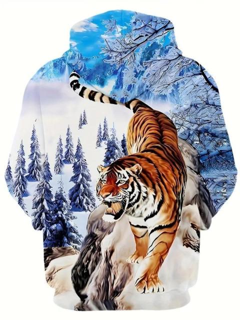 爆ヤス価格1890円★メンズ 3D タイガー イン ザ スノー  フード付きスウェットシャツ USAサイズS(日本サイズL相当) < 男性ファッション  爆ヤス価格1890円★メンズ 3D タイガー イン ザ スノー  フード付きスウェットシャツ USAサイズS(日本サイズL相当) < 男性ファッションの