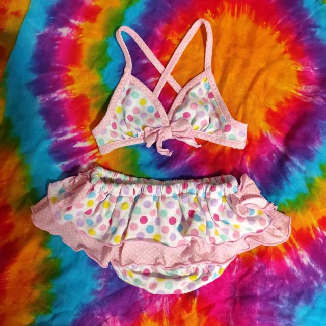 □マルチドット柄ビキニ水着□女児90□水玉□ < キッズ/ベビー  □マルチドット柄ビキニ水着□女児90□水玉□  < キッズ/ベビーの