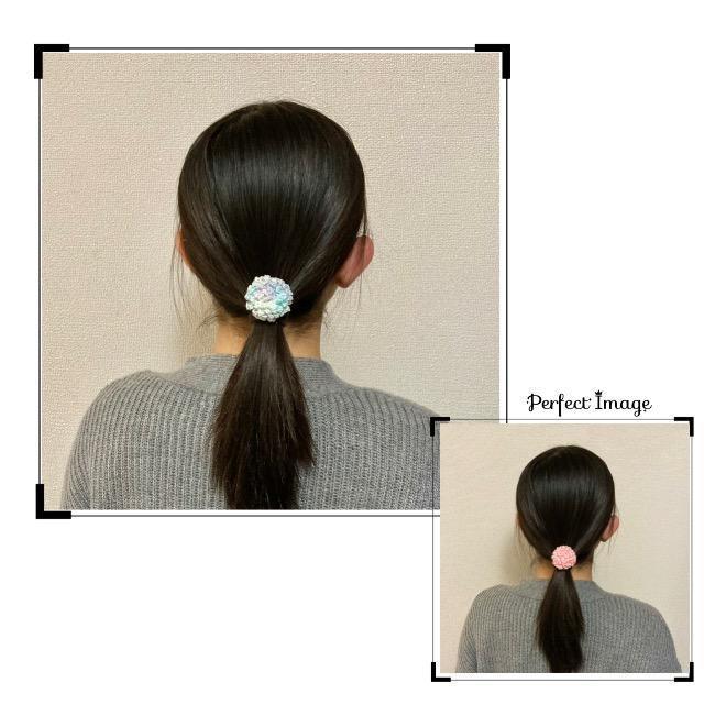 ハンドメイド♪レース編み お花モチーフヘアゴム(ピンポンマム) < 女性ファッション  ハンドメイド♪レース編み お花モチーフヘアゴム(ピンポンマム) < 女性ファッションの