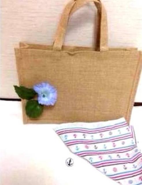 ハンドメイド◆4way♪麻 トートバッグ ハンドバッグ マリンコットン巾着 お花 ベージュ < 女性ファッション  ハンドメイド◆4way♪麻 トートバッグ ハンドバッグ マリンコットン巾着 お花 ベージュ < 女性ファッションの