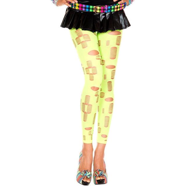 Music Legs カットデザイン 穴開きカラーレギンス ネオンG < 女性ファッション  Music Legs カットデザイン 穴開きカラーレギンス ネオンG < 女性ファッションの