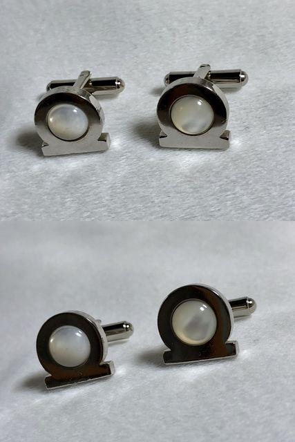 正規 Ferragamo フェラガモ ガンチーニロゴ カフス シルバー×パール カフリンクス ボタン ラグジュアリー < ブランド  正規 Ferragamo フェラガモ ガンチーニロゴ カフス シルバー×パール カフリンクス ボタン ラグジュアリー < ブランドの