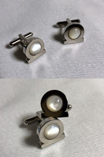 正規 Ferragamo フェラガモ ガンチーニロゴ カフス シルバー×パール カフリンクス ボタン ラグジュアリー < ブランド  正規 Ferragamo フェラガモ ガンチーニロゴ カフス シルバー×パール カフリンクス ボタン ラグジュアリー < ブランドの