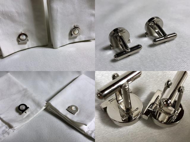 正規 Ferragamo フェラガモ ガンチーニロゴ カフス シルバー×パール カフリンクス ボタン ラグジュアリー < ブランド  正規 Ferragamo フェラガモ ガンチーニロゴ カフス シルバー×パール カフリンクス ボタン ラグジュアリー < ブランドの