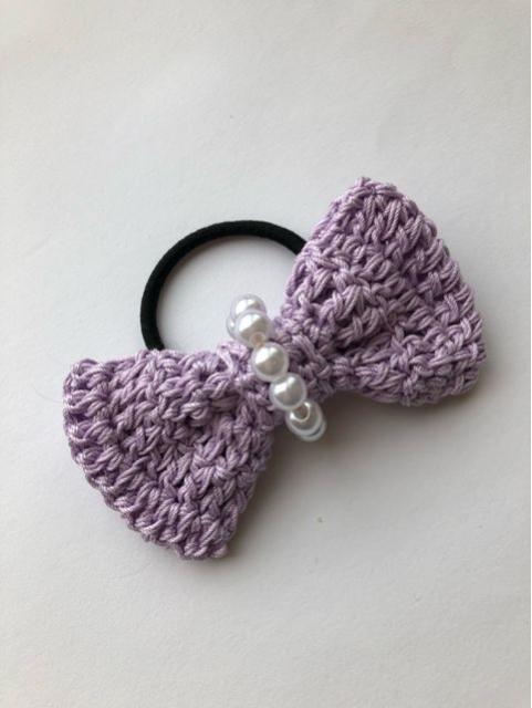ハンドメイド ヘアゴム レースのリボン♪ パープル axes好き < 女性ファッション  ハンドメイド ヘアゴム レースのリボン♪ パープル axes好き  < 女性ファッションの