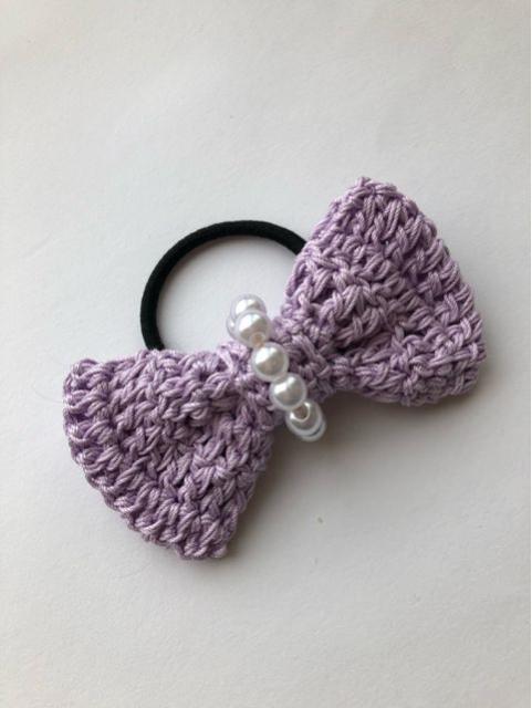 ハンドメイド ヘアゴム レースのリボン♪ パープル axes好き < 女性ファッション  ハンドメイド ヘアゴム レースのリボン♪ パープル axes好き < 女性ファッションの