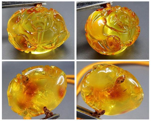 一点物貴重天然石アンバー琥珀花手彫り高級紐ネックレス金運107-082RYZa < 女性アクセサリー/時計  一点物貴重天然石アンバー琥珀花手彫り高級紐ネックレス金運107-082RYZa < 女性アクセサリー/時計の