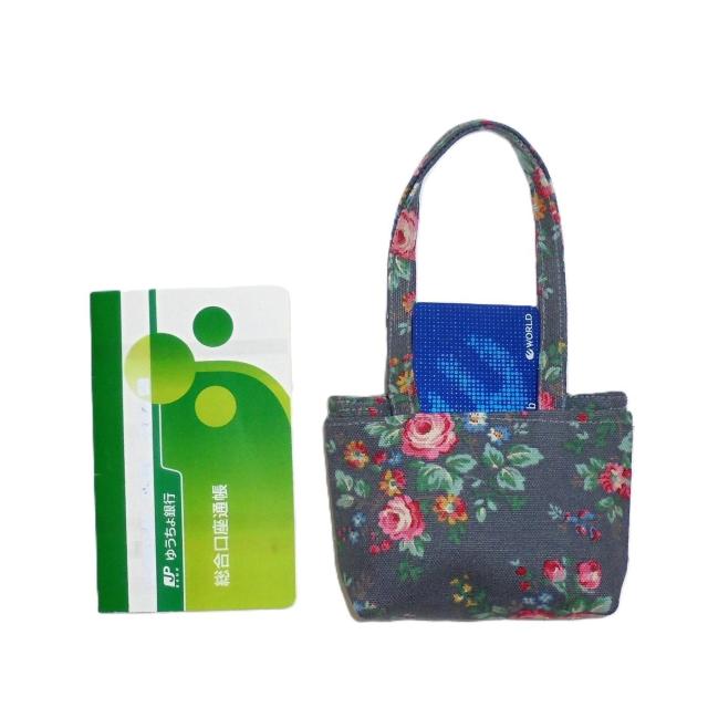 ◆ミニ◆キャスキッドソン/Cath Kidston◆ピンク薔薇×アッシュグレー地◆両面外ポケットA小物入れポーチ < 女性ファッション  ◆ミニ◆キャスキッドソン/Cath Kidston◆ピンク薔薇×アッシュグレー地◆両面外ポケットA小物入れポーチ < 女性ファッションの