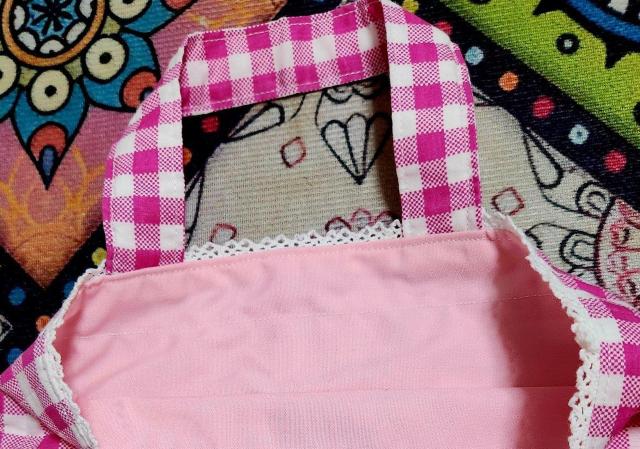 白色とピンク系のこうし柄に白色のレースを付けた可愛いマチ付き小さめバックです。 < ペット/手芸/園芸 白色とピンク系のこうし柄に白色のレースを付けた可愛いマチ付き小さめバックです。 < ペット/手芸/園芸の